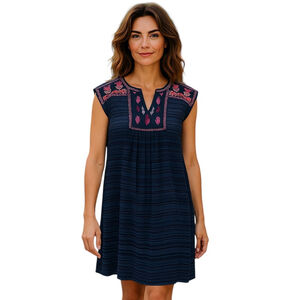 Artisan NY Blue Striped Mini Shift Dress XS